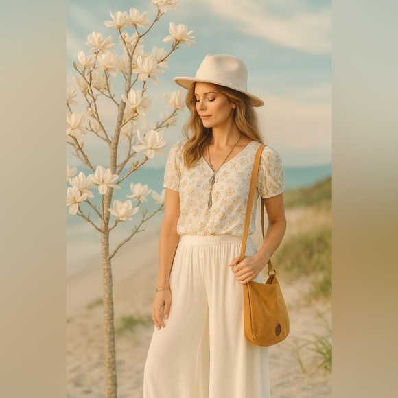 🆕La Provence Zara boho puff sleeve cotton blouse S - Picture 2 of 9